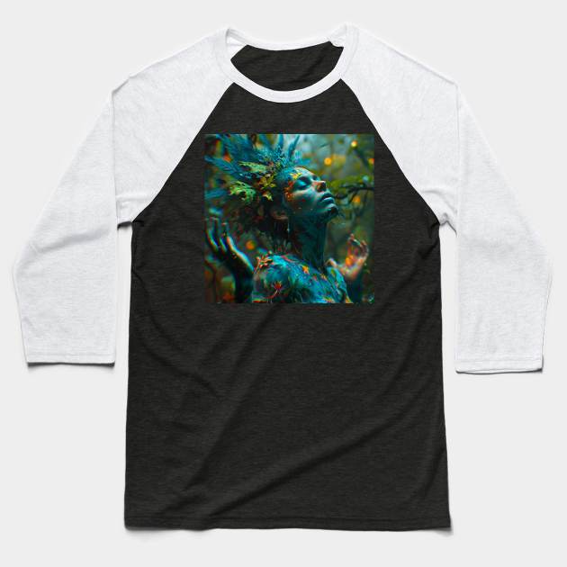 Forest Goddess Baseball T-Shirt by taoistviking